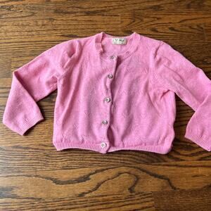 Next Girl's Pink Heart Pointelle Buttondown Sweater Cardigan 2-3 years